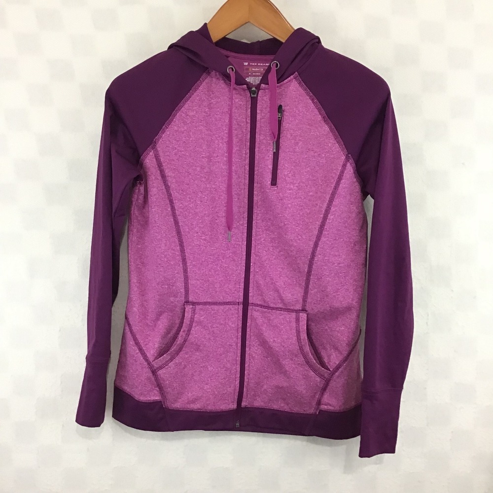 Tek Gear WarmTek Womens Purple Magenta Full Zip Hoodie Jacket Thumbholes Size M